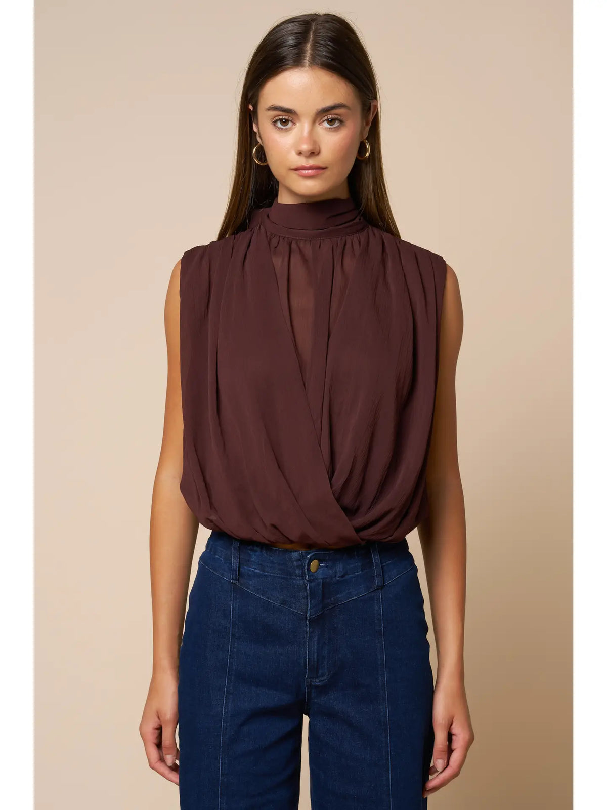 Indy Chiffon Mock Neck Top