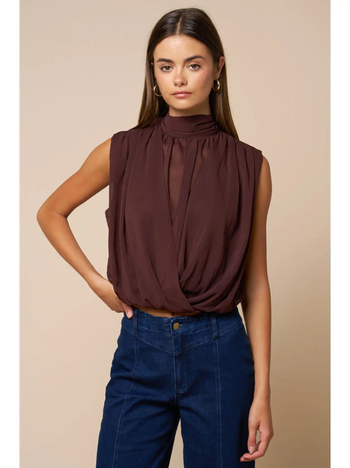Indy Chiffon Mock Neck Top
