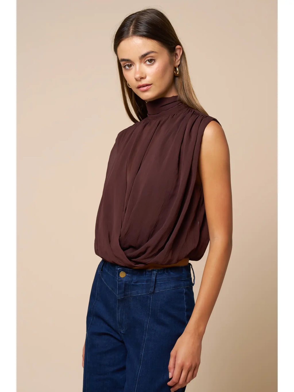 Indy Chiffon Mock Neck Top