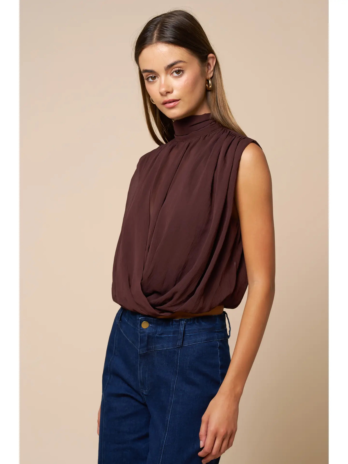 Indy Chiffon Mock Neck Top